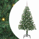 vidaXL Brad de Crăciun cu 150 LED cu suport Verde 150 cm PVC 3396369