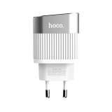 Incarcator Retea USB HOCO C40A cu afisaj LED, 2 X USB, Alb