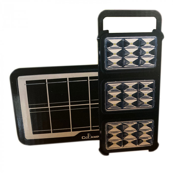 Kit solar CCLAMP CL-10, 3.5 W, 15000 mAh, 3 proiectoare detasabile, panou solar, stand incarcare, telecomanda