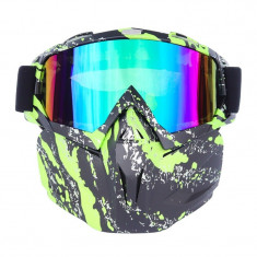 Masca protectie fata, plastic dur+ochelari ski, lentila multicolora, model MDG04 foto