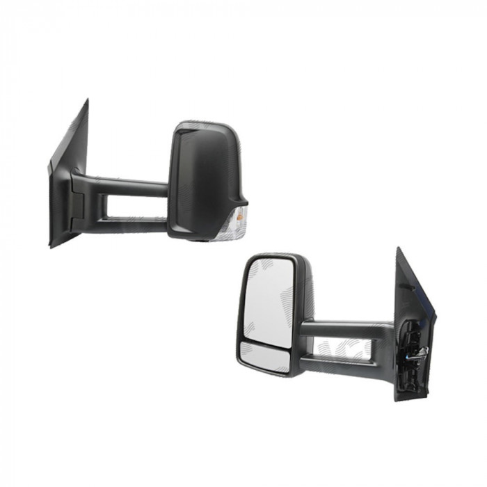 Oglinda exterioara Mercedes Sprinter 2524 07.202017, VW Crafter 12.2017, Dreapta, Crom, electrica, Cu incalzire, carcasa neagra, Convex, View Max,