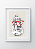 Cumpara ieftin Tablou decorativ Dog w glasses, Oyo Kids, 29x24 cm, lemn/MDF, multicolor