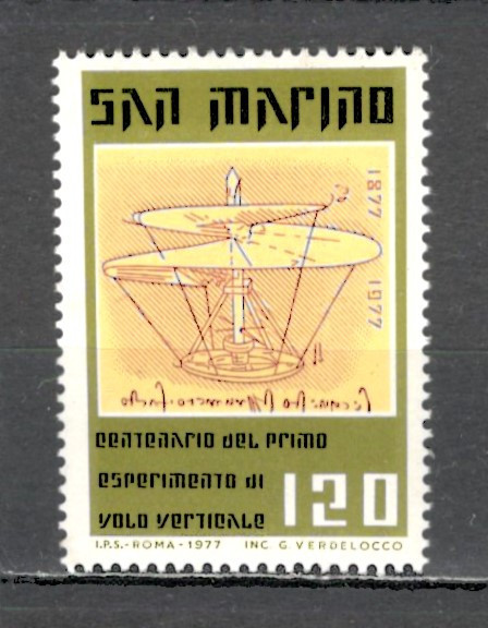 San Marino.1977 100 ani zborul vertical E.Forlanini SS.459