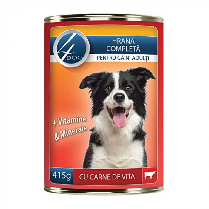 Conserva 4 Dog pentru Caini cu Carne de Vita, 415 g