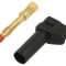 Conector banană 4mm 32A negru unghiat cu izolație