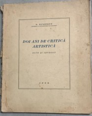 Doi ani de critica artistica - G. Oprescu - din biblioteca lui Geo Dumitrescu