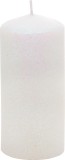 Lumanare decorativa de Craciun alba cu sclipici, 5,5x12 cm