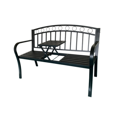 Banca GardenLine cu Masa Extensibila - 127 x 53 x 84 cm - Negru foto