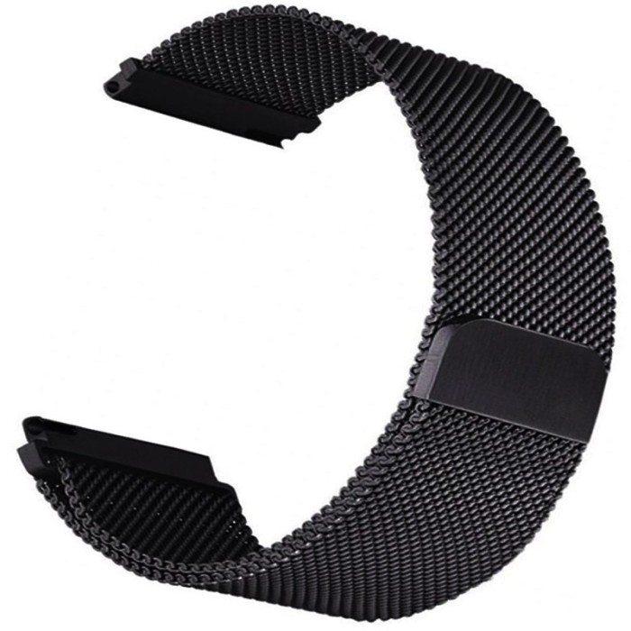 Curea metalica compatibila Samsung Galaxy Watch3, 45mm, telescoape Quick Release, Milanese Loop, Negru