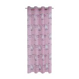 Perdea Decorativa cu Inele Voal Roz cu Model Unicorn 140x260cm, Oem