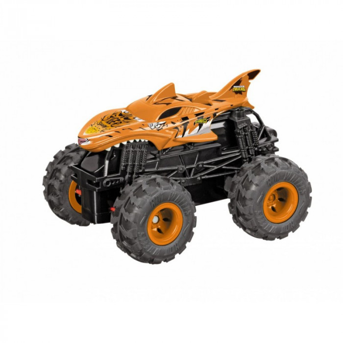 Masinuta Mondo Hot Wheels Monster Truck Tige, telecomanda, 2.4 Ghz, varsta 3 ani+, plastic, Maro