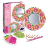 Kit creativ cu diamante strasuri - Oglinda mozaic flori