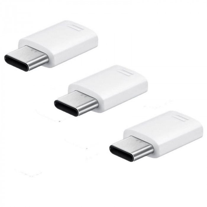 Set 3 x Adaptor USB Type-C - MicroUSB Samsung Galaxy A5 (2017) A520 EE-GN930KWEGWW alb