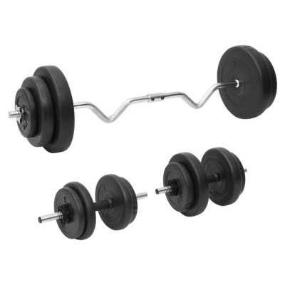 Halteră curbată și ganteră cu discuri de greutate, 60 kg foto