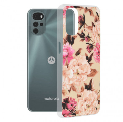 Techsuit - Marble Series - Motorola Moto G22,roz cu flori foto