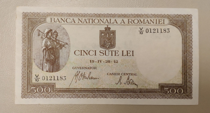 Rom&acirc;nia - 500 Lei (aprilie 1942) filigram orizontal sV/10 0121183