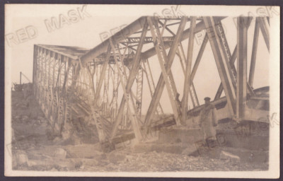 3708 - SUCEAVA, Pod distrus pe raul Putna - old postcard, real Photo - unused foto