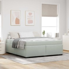 vidaXL Cadru de pat cu saltea Gri deschis 180 x 200 cm Catifea