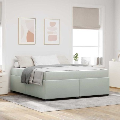 vidaXL Cadru de pat cu saltea Gri deschis 180 x 200 cm Catifea 3399302 foto