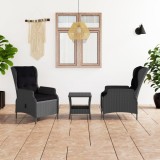 Gossi set mobilier gradina cu perne, 3 piese, gri inchis, poliratan