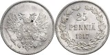 Finlanda 1917 - 25 pennia, Ag, UNC