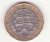 Slovacia 1 euro - crucea dublă pe trei coline.