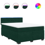 Cumpara ieftin Pat box spring cu saltea, verde inchis, 140x190 cm, catifea