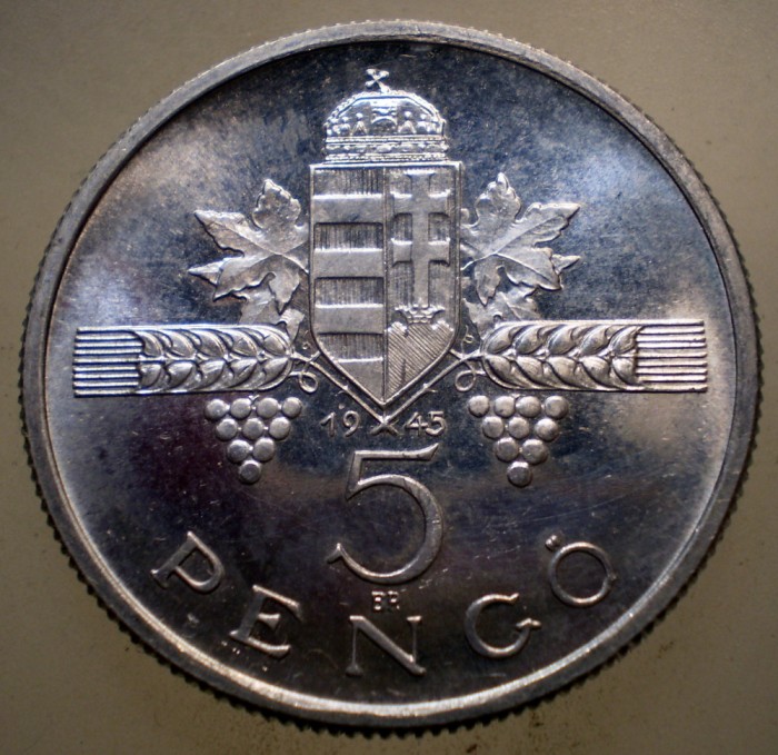 C.372 UNGARIA PROVISIONAL GOVERNMENT 5 PENGO 1945 BP XF/AUNC