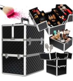Valiza cosmetice XXL neagra cu compartimente extensibile