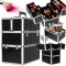 Valiza cosmetice XXL neagra cu compartimente extensibile