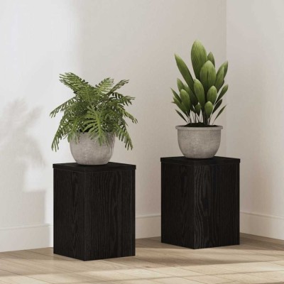vidaXL Suport pentru plante 2 pcs Stejar negru 20 x 20 x 30 cm foto