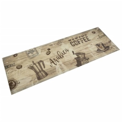 vidaXL Covor de bucătărie lavabil Coffee, maro, 60x180 cm, catifea foto