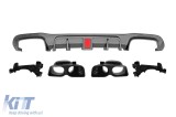 Difuzor tip Brabus cu capace negre potrivit pentru bara spate A Design pe Mercedes E-Class W213 sedan 2016-2022, culoare carbon, -oo--oo- Performance
