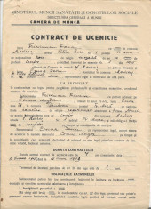 A1294 Contract ucenic coafor 1945 Medias proprietar evreu Friedmann Francisc foto