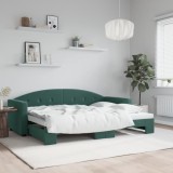 vidaXL Pat de zi cu extensie, verde &icirc;nchis, 80x200 cm, catifea