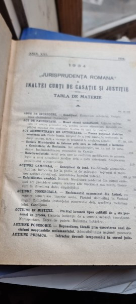 JURISPRUDENTA ROMANA A INALTEI CURTI 1934