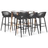 Cumpara ieftin Set mobilier de bar, 7 piese, alb si gri