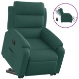 Cumpara ieftin Fotoliu electric rabatabil cu ridicare, verde inchis, textil
