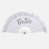 Evantai cu pene si mesaj Bride, 23 cm, Alb, CMCLASS