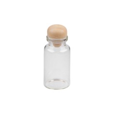 Flacon din sticla cu dop de lemn Crisalida, 25 x 60 mm, 15 ml