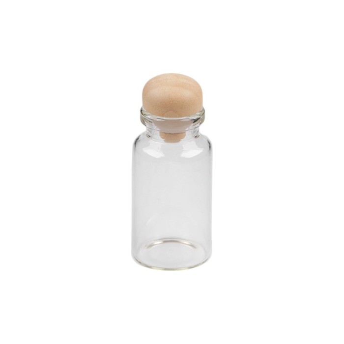 Flacon din sticla cu dop de lemn Crisalida, 25 x 60 mm, 15 ml