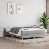 VidaXL Pat box spring cu saltea, gri deschis, 140x190 cm, textil