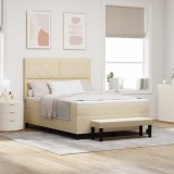 vidaXL Pat cu arcuri cu saltea cu headboard Crem 160 x 200 cm țesătură 3344161