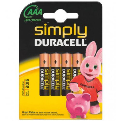 Baterii alcaline Duracell AAA R03 4buc foto