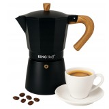 Aparat pentru cafea, espressor, aluminiu, 9 cesti 450 ml, aspect negru/lemn, Kinghoff
