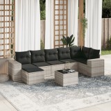 Cumpara ieftin Gossi set mobilier de gradina cu perne, 8 piese gri deschis poliratan