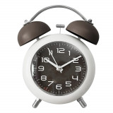 Ceas de masa desteptator Pufo Joyful cu buton de iluminare cadran, 15 cm, maro