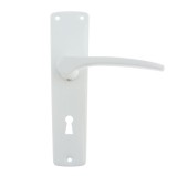Maner usa interior, cu sild, Urbis, pentru cheie, metal, alb, 54 mm