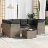vidaXL Set canapele de grădină, 7 piese, cu perne, gri, poliratan 3217270