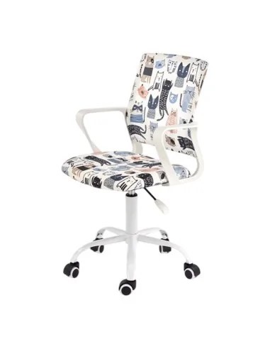 Scaun birou copii HM Oris, stofa, baza metalica, inaltime reglabila, rotatie 360&deg;, 80 kg, multicolor